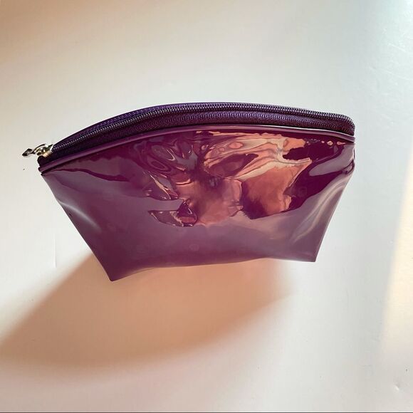 Lancôme Paris Makeup Bag Purple Patent Faux Leather Cosmetic Pouch Rare Vintage - Picture 4 of 10